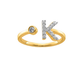 9K YG 0.18ct F VS LGD INITIAL "K" RING